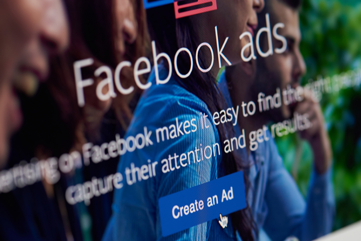 Closeup of a computer screen with "Facebook ads"