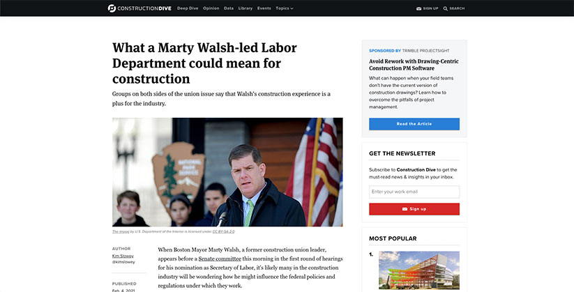 Marty Walsh-led Labor Dept and construction