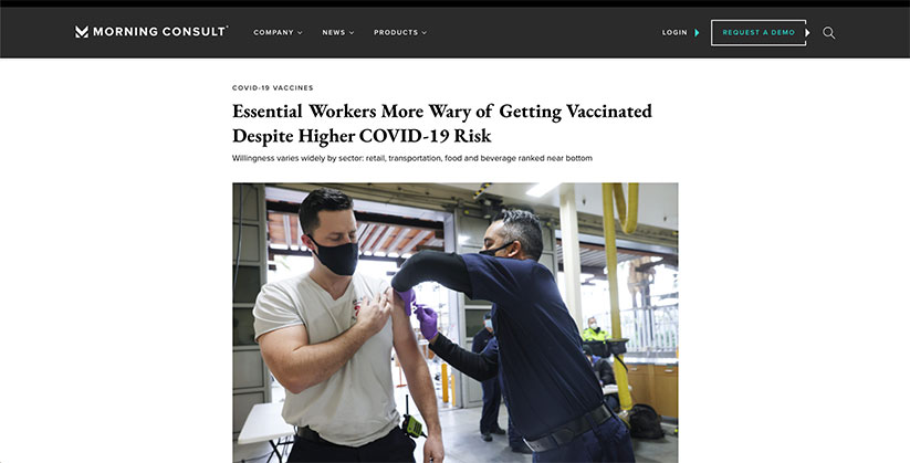 Essential workers way of COVID vaccine risks