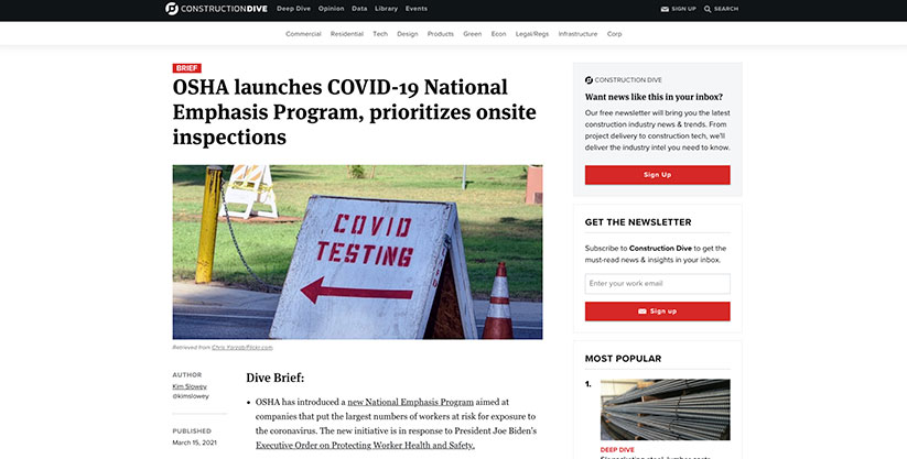 Construction Drive news on OSHA launching National Emphasis Program