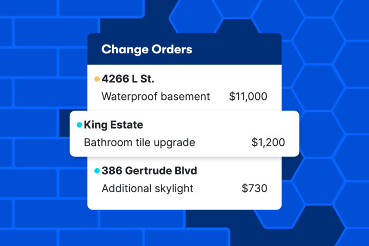 Graphic showing change order software in use.