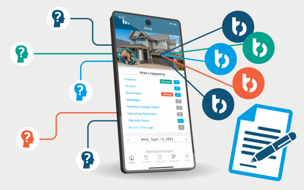 Buildertrend homewoner portal on iphone graphic