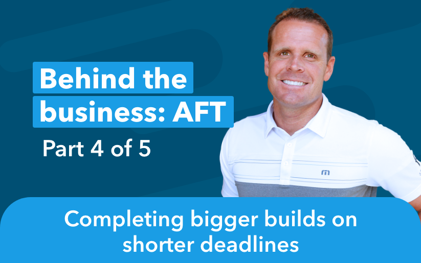 Photo of Brad Leavitt, president of A Finer Touch Construction. Text overlay says Behind the Business AFT Part 4 of 5.
