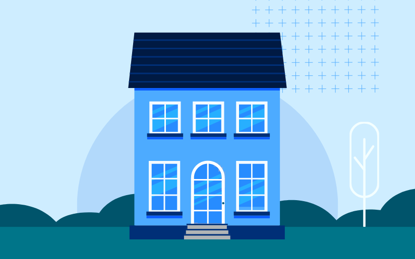 Graphic of a blue house