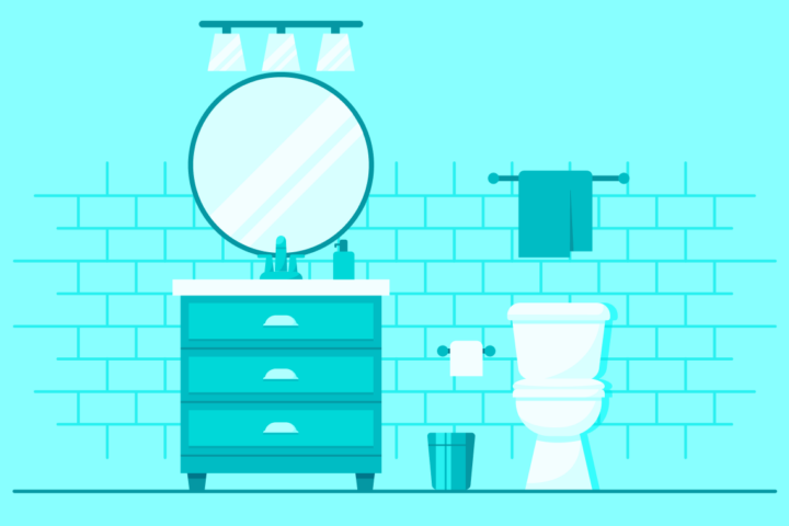 Blue bathroom graphic