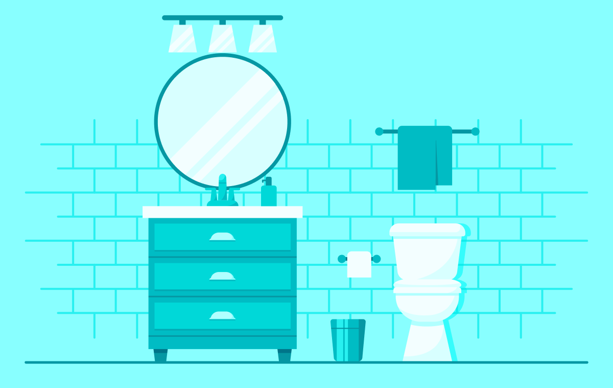 Blue bathroom graphic
