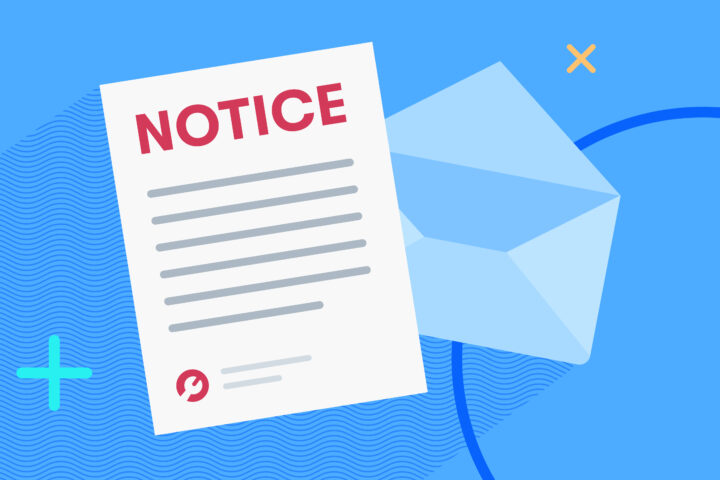 The word notice on a paper graphic