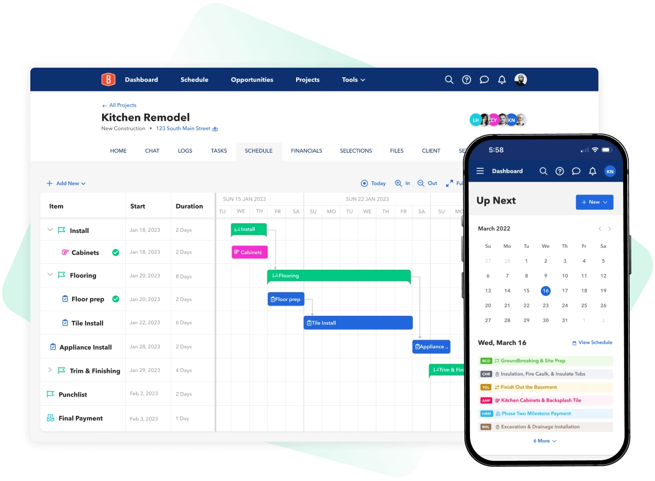 Buildertrend vs. Buildbook 9 Buildbook schedule screenshot