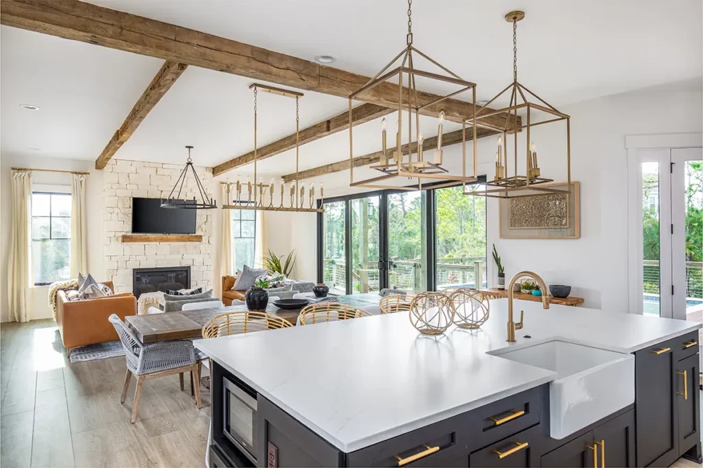 Open concept living room and kitchen area