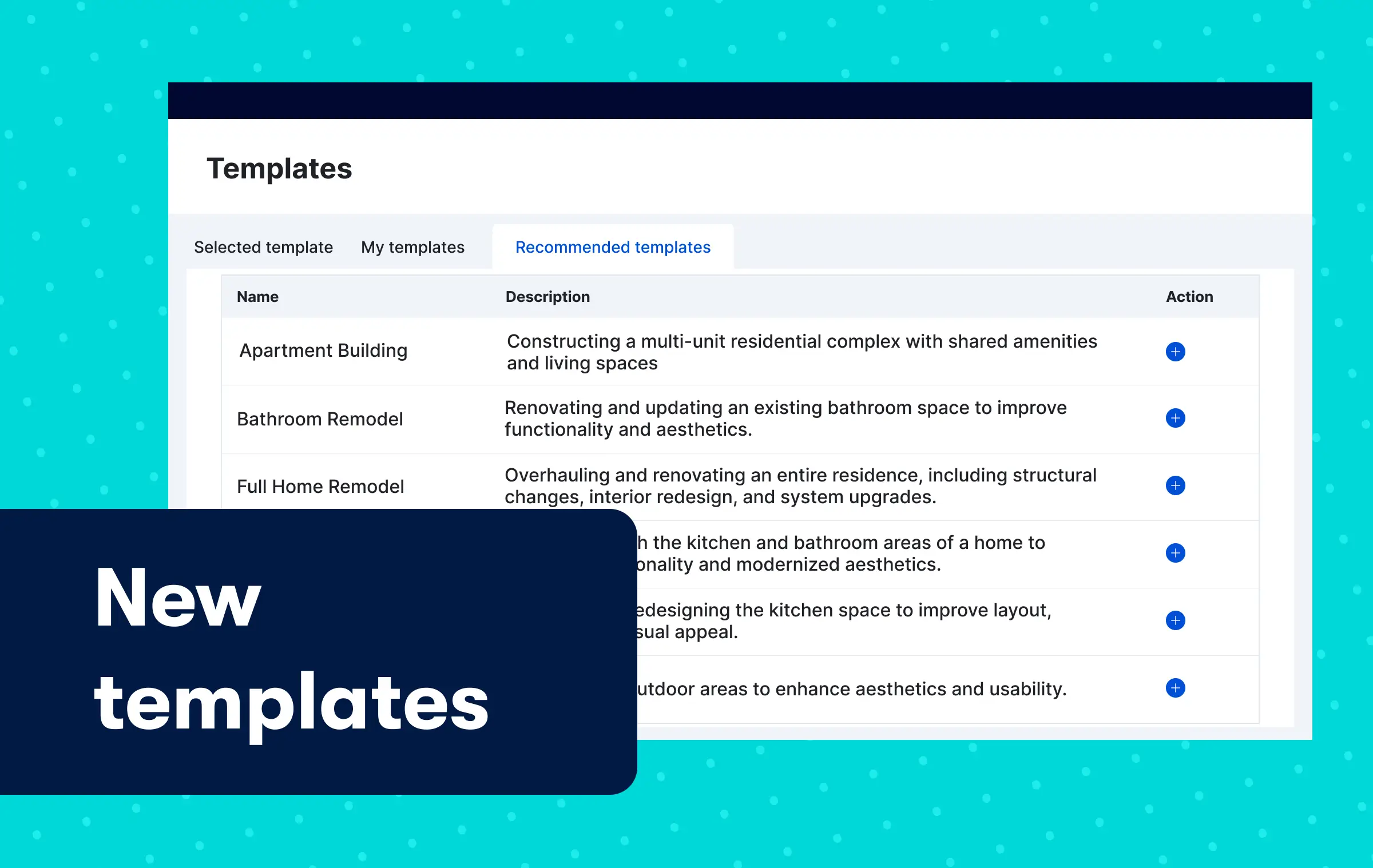 Buildertrend templates product screenshot