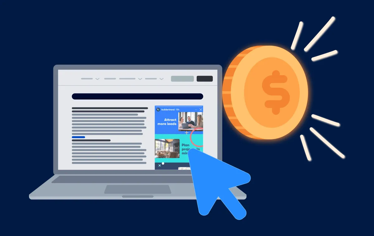 An illustration of a laptop computer with a coin and computer arrow