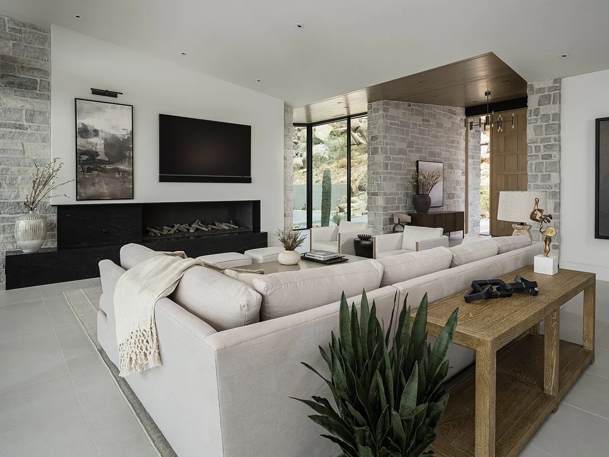 Modern sunset home interior living room