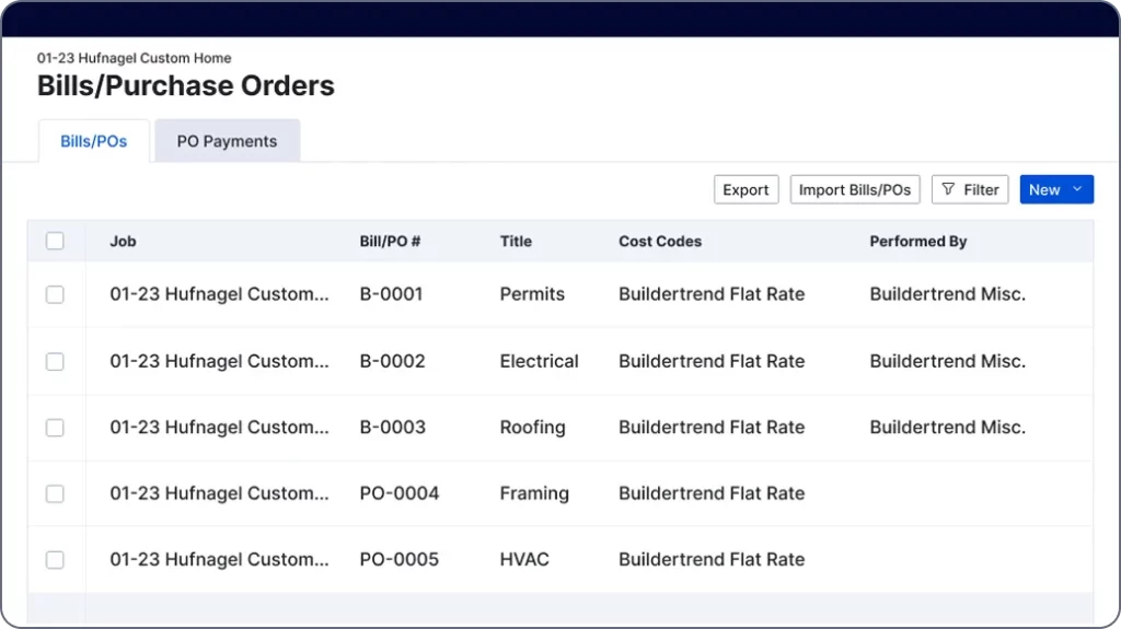 Product UI bills and purchase orders full