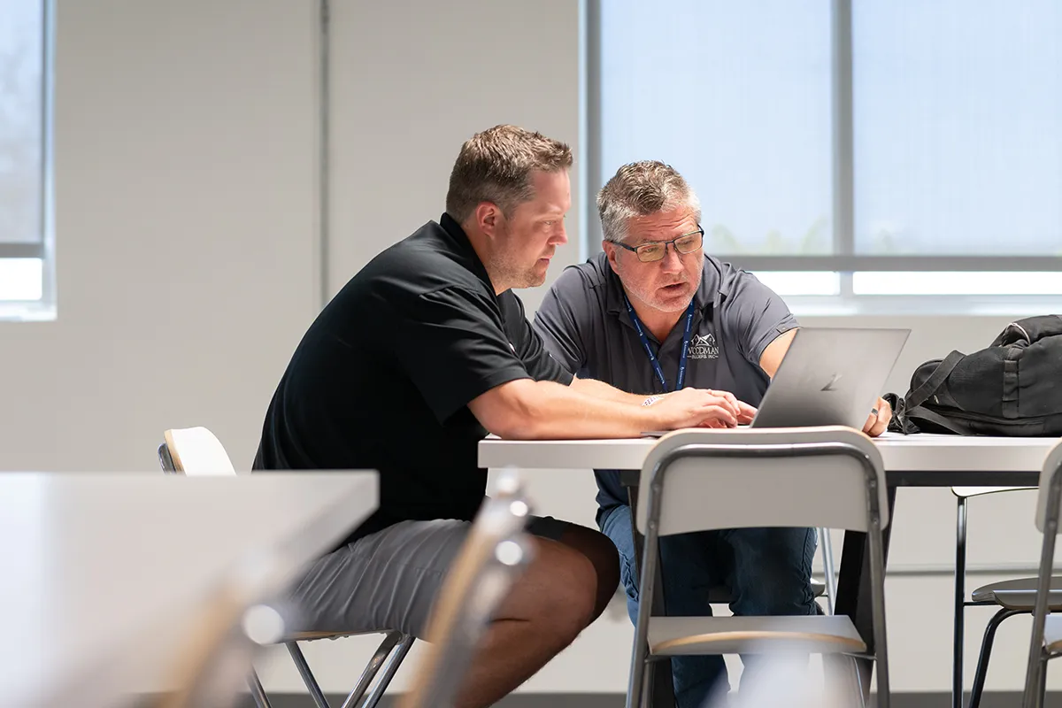 Two team members collaborating