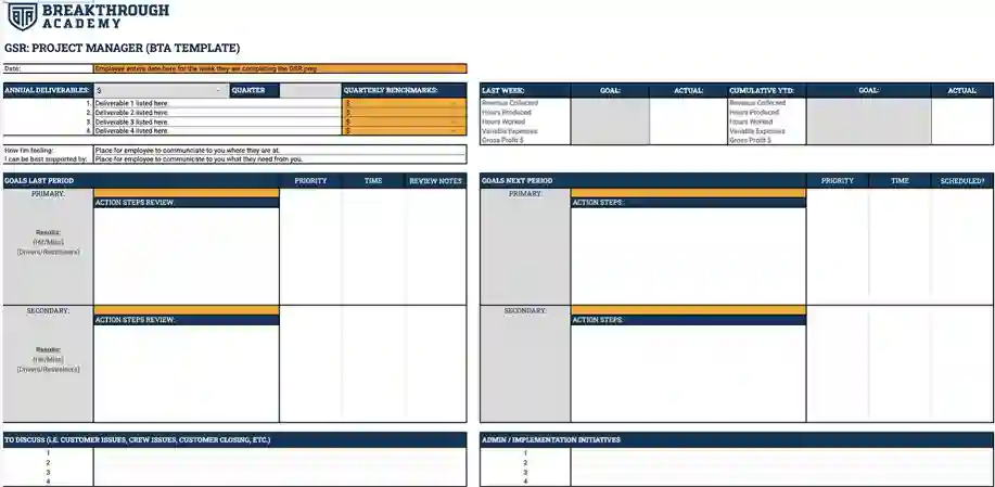 GSR: Project Manager (BTA Template)