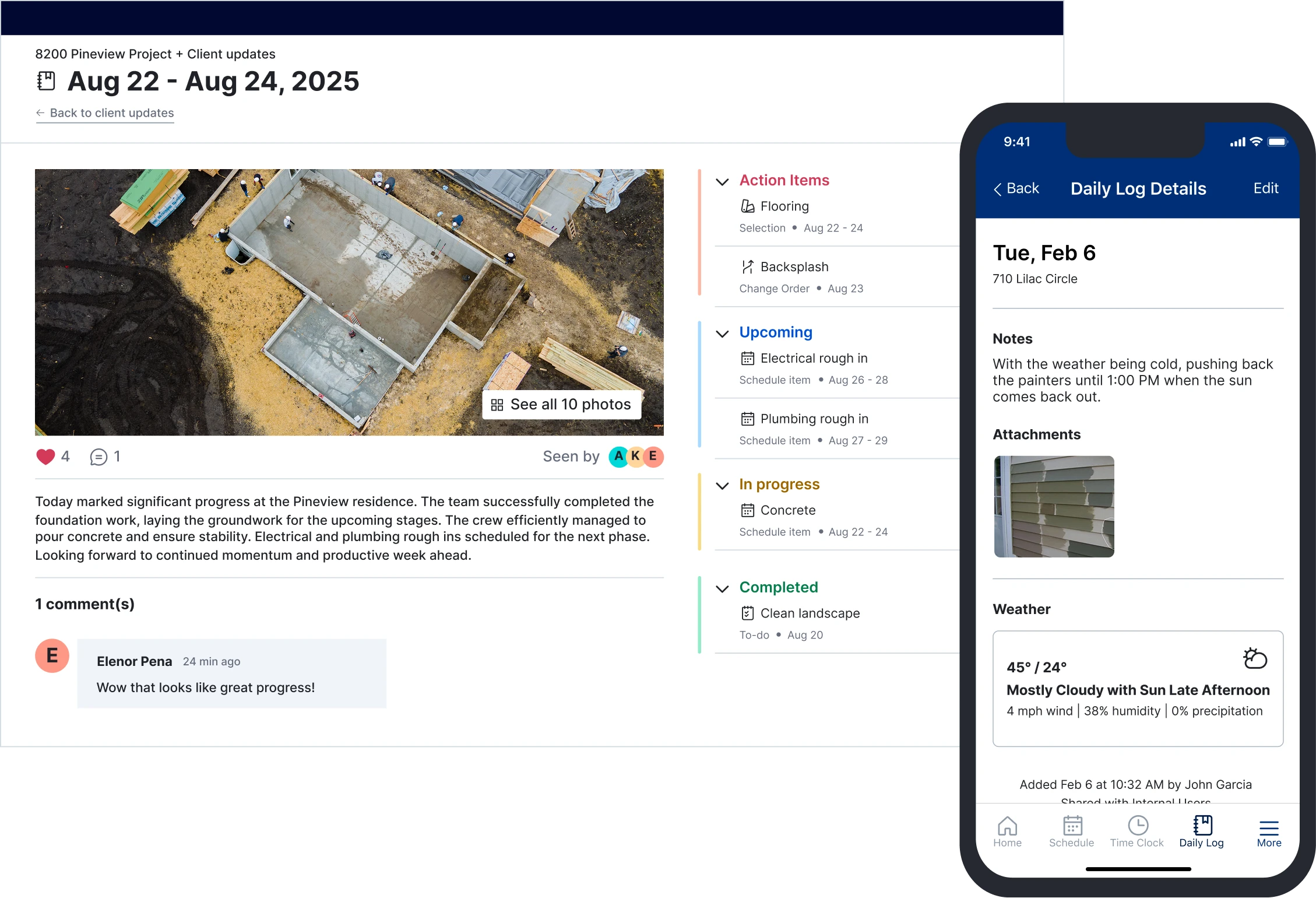 Buildertrend Lead Opportunities dashboard with prospect list and interactive map of lead locations.