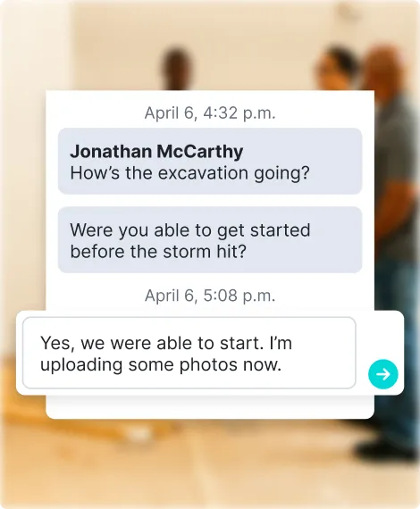 Buildertrend product view of messages on mobile