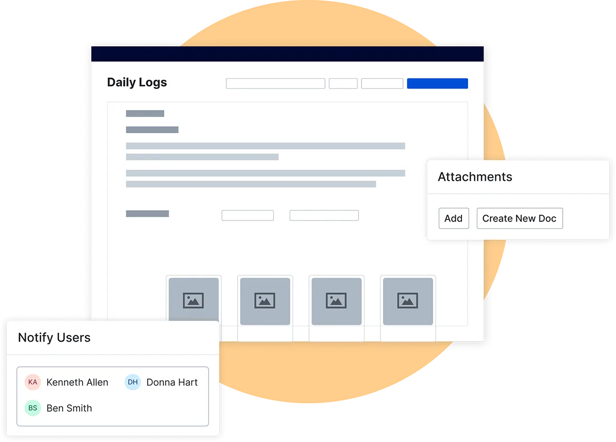 Discover one platform - PPC 3 Daily logs with attachments product UI