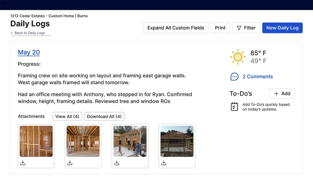 Daily Logs 2 Daily logs product UI