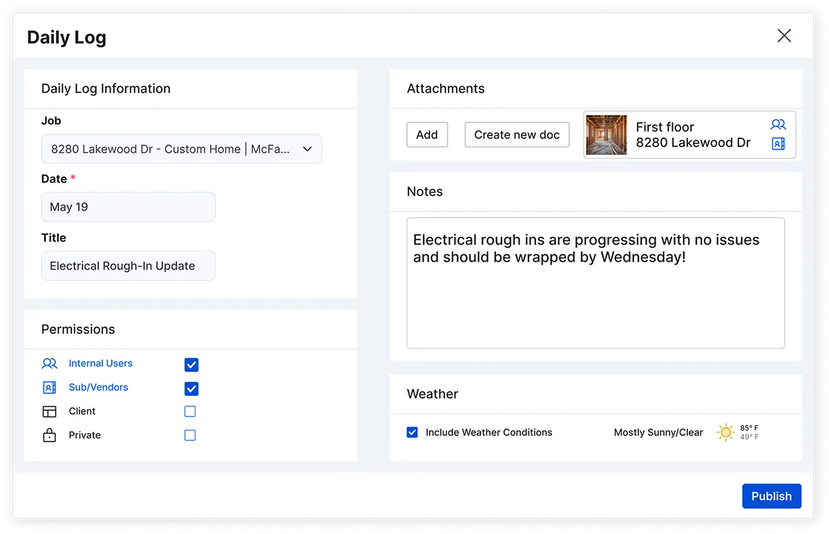 Daily Logs 5 Daily logs information product UI