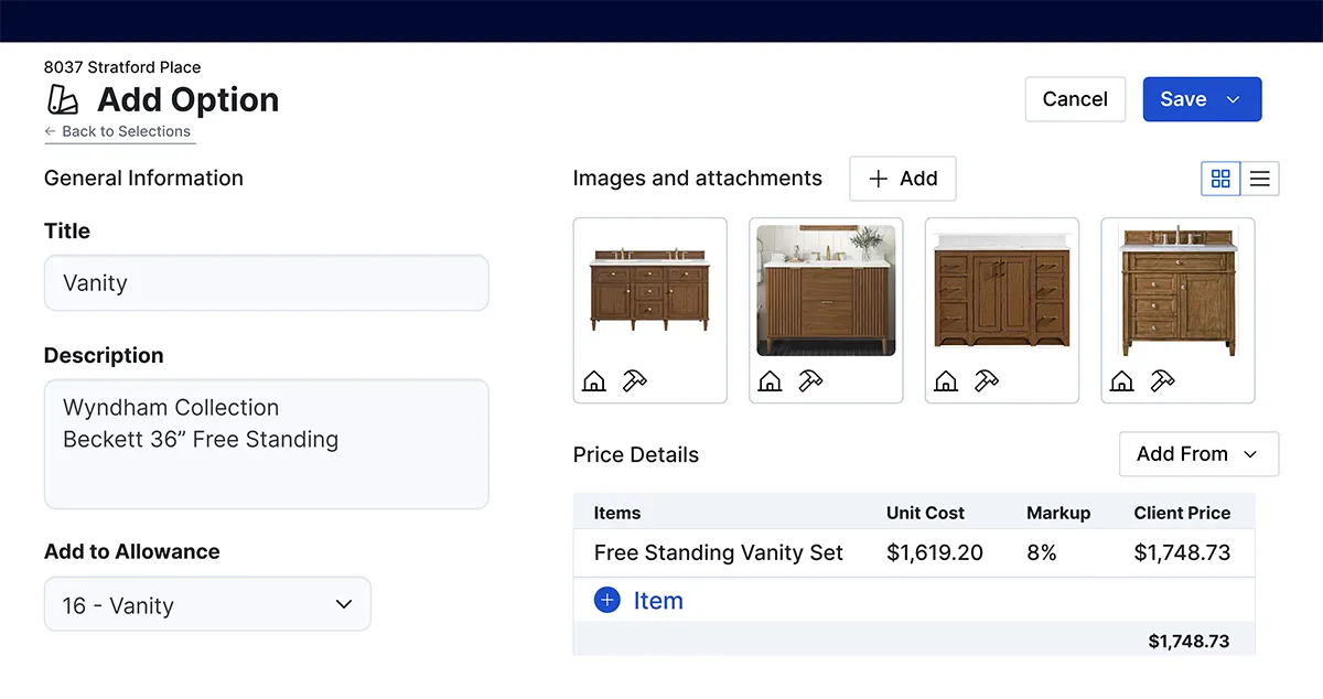 Add new selections product UI
