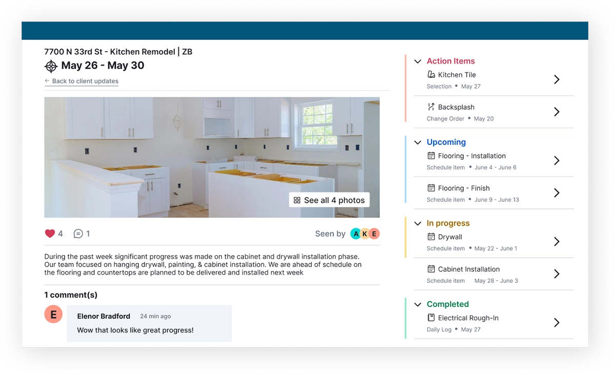Client updates product UI
