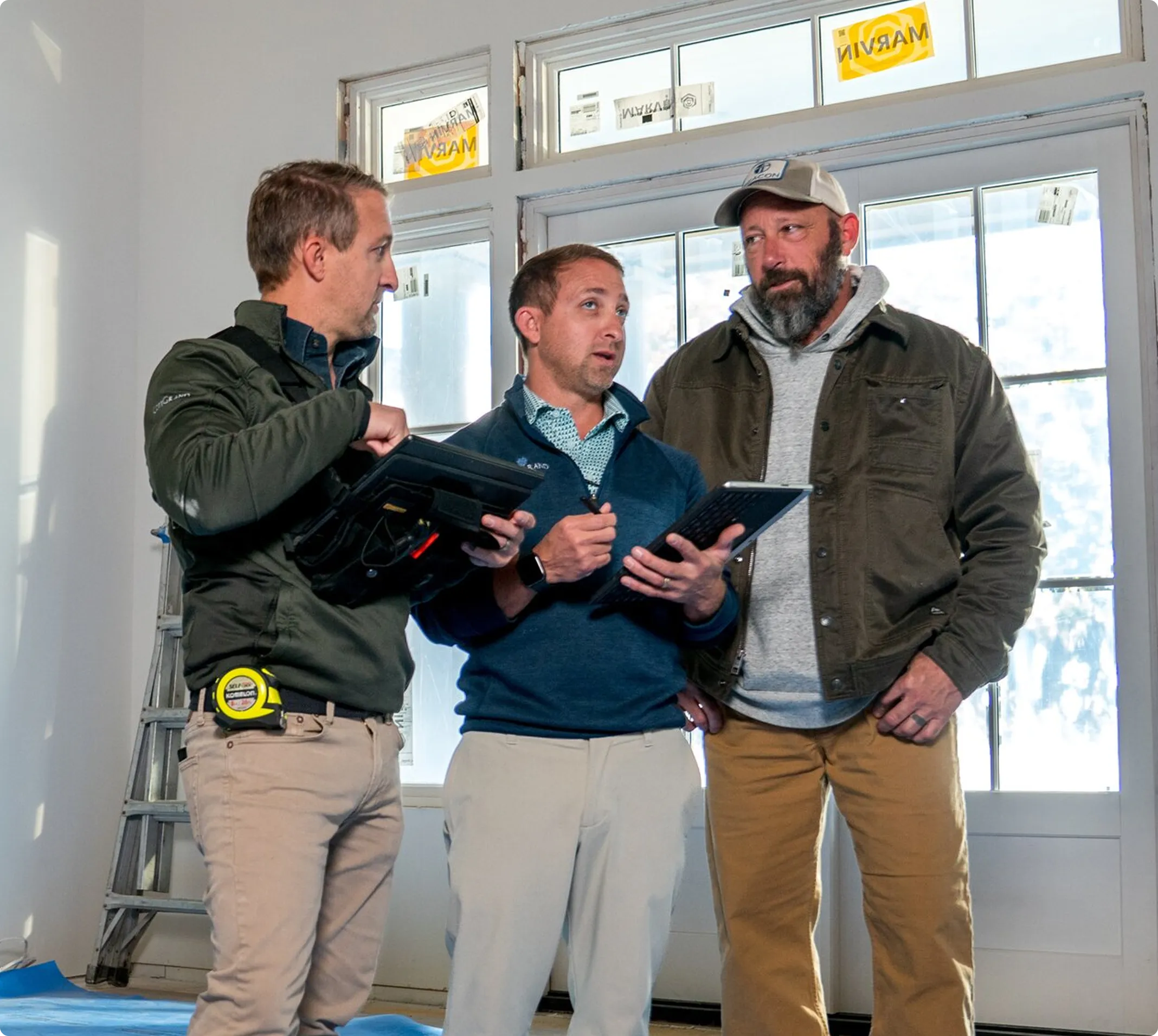 three men on site