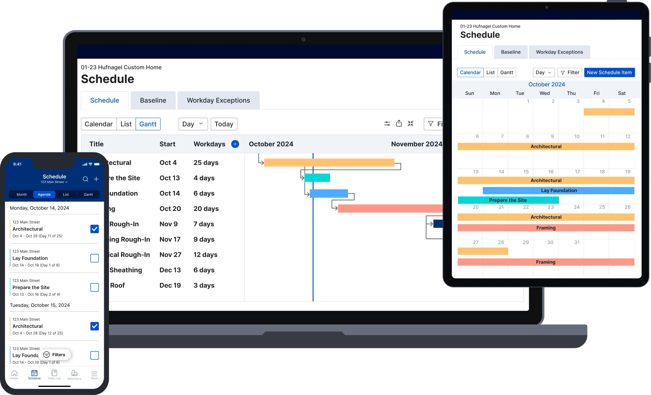 Buildertrend calendar on multiple devices